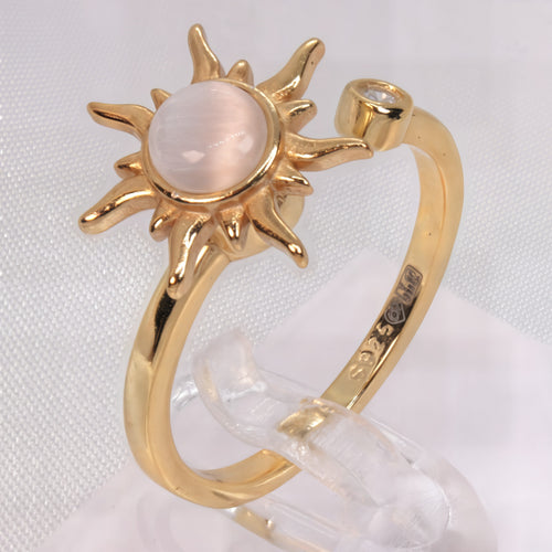 Pierścionek antystresowy srebro 925 pozłacane – spinner fidget ring słońce