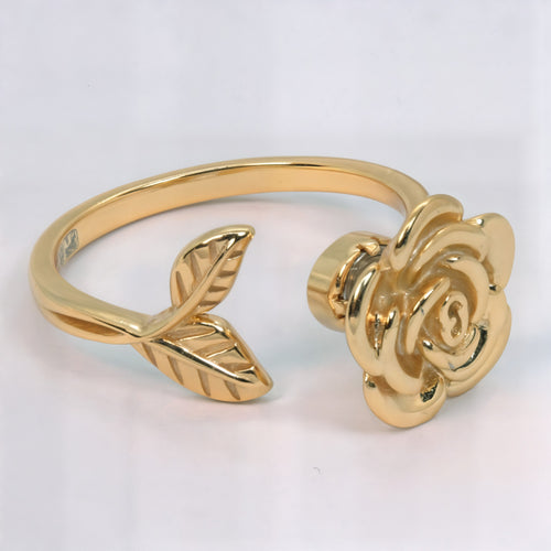 Pozłacany pierścionek antystresowy srebro 925 – Kwitnąca Róża Fidget Ring regulowany