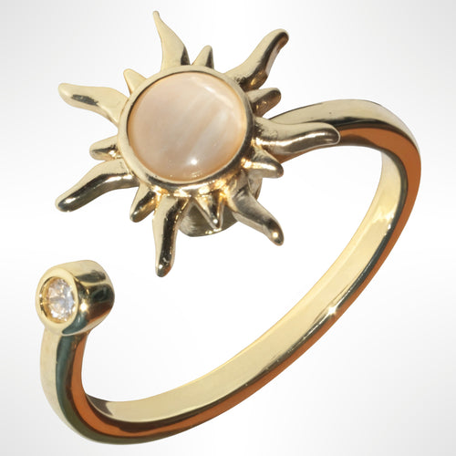 Pierścionek antystresowy srebro 925 pozłacane – spinner fidget ring słońce
