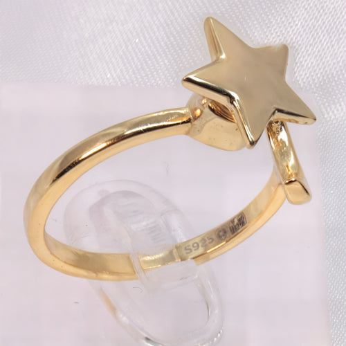 Obrotowy fidget ring ze srebra 925 - gwiazda i księżyc w złocie