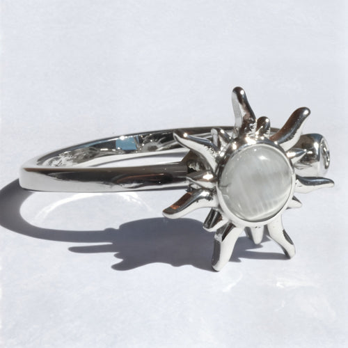 Pierścionek antystresowy spinner fidget ring słońce srebrny regulowany stal