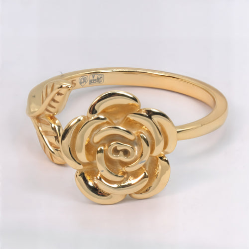 Pozłacany pierścionek antystresowy srebro 925 – Kwitnąca Róża Fidget Ring regulowany