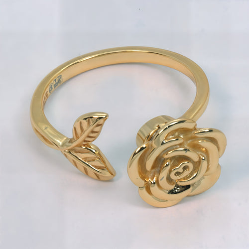 Pozłacany pierścionek antystresowy srebro 925 – Kwitnąca Róża Fidget Ring regulowany