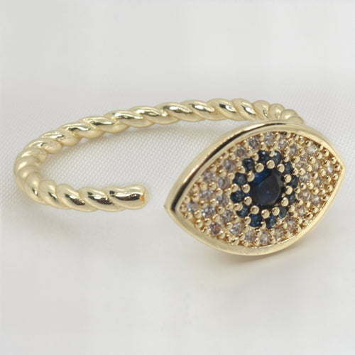 Złoty antystresowy pierścionek oko proroka (evil eye)