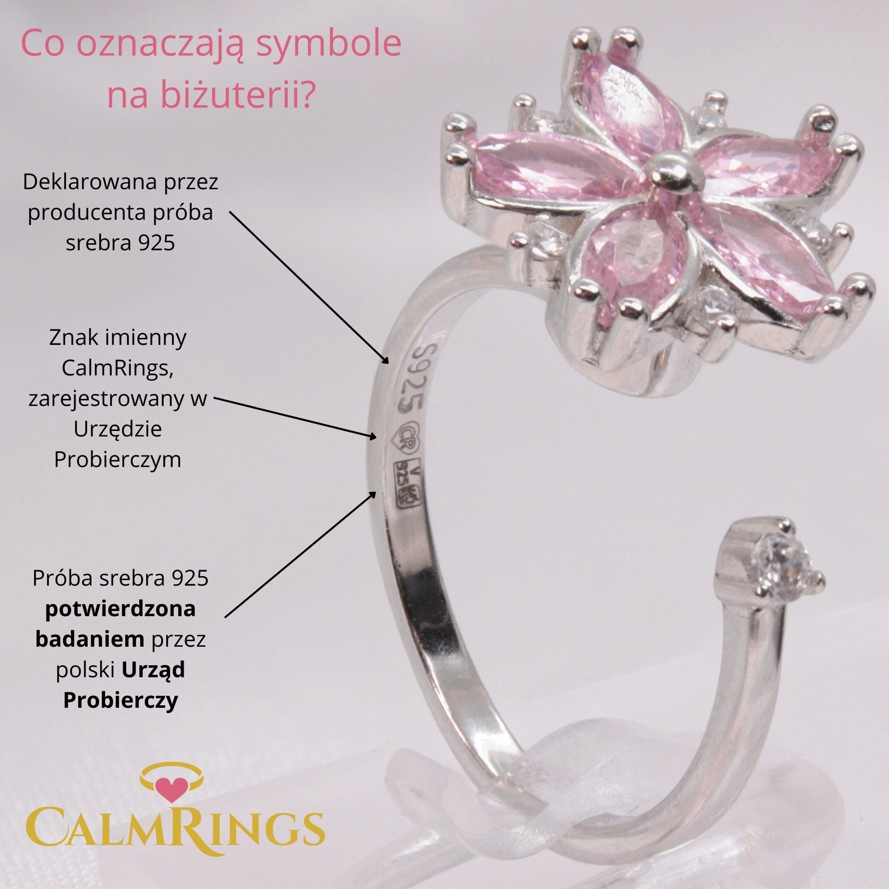 Pierścionek antystresowy ze srebra 925 obrotowy kwiat