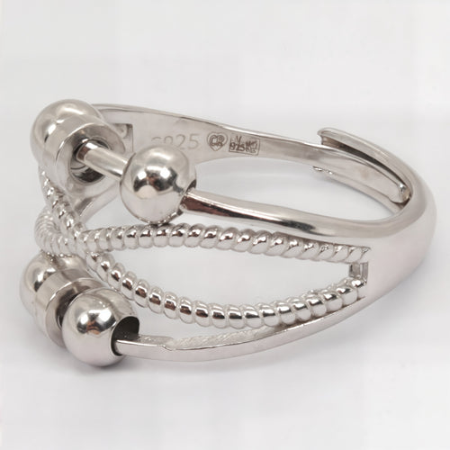 Elegancki pierścionek antystresowy ze srebra 925 – regulowany szeroki