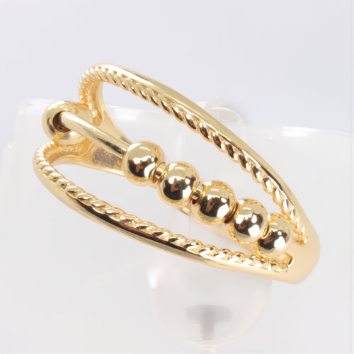 Pozłacany stylowy pierścionek SREBRO 925 z ruchomymi kulkami, antystresowy adhd, regulowany