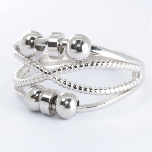 Elegancki pierścionek antystresowy ze srebra 925 – regulowany szeroki