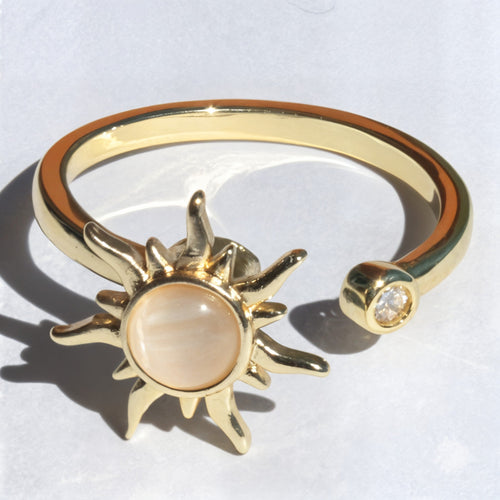 Pierścionek antystresowy spinner fidget ring słońce złoty regulowany