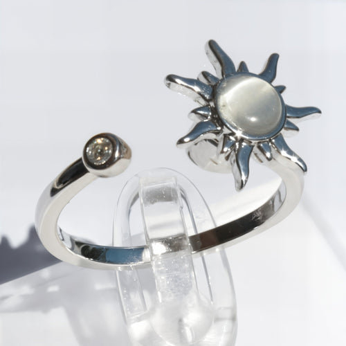 Pierścionek antystresowy srebro 925 – srebrne słońce spinner relax ring